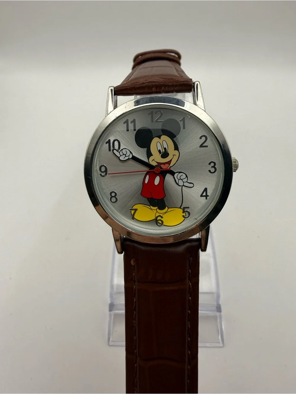 Disney Accutime Unisex Classic Mickey Mouse Watch Brown Band (New Battery)